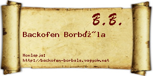 Backofen Borbála névjegykártya
